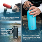 Uzima - Z-Source Filtered Water Bottle for Hiking, Backpacking, Camping, and Travel. Large 32oz Capacity with Double-Walled Stainless Steel Exterior.