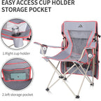 Camping Chair with Full Sun Protection Canopy - Outdoor Folding Chair with Adjustable Shade, Cup Holder, Side Pockets - Heavy Duty Beach Chair with Canopy Shade Support 330 lbs (Gray)