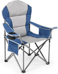 DUMOS Folding Camping Chairs, Outdoor Collapsible Padded Chairs with Cup Holder & Cooler Bag, Heavy Duty Portable Camping Chair for Garden Beach Fishing Sports, Blue