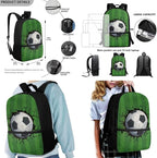 Rnyleeg Football Backpack for Boys 8-12 Green Kids Backpack with Lunch Bag Lightweight 3 Piece Book Bag Set for Elementary School Back to School Supplies Set