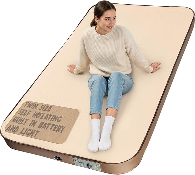 Self-Inflating Camping Sleeping Pad – 4" Wandermate Memory Foam Air Mattress for Backpacking, Car Camping & Tents, Compact and Durable