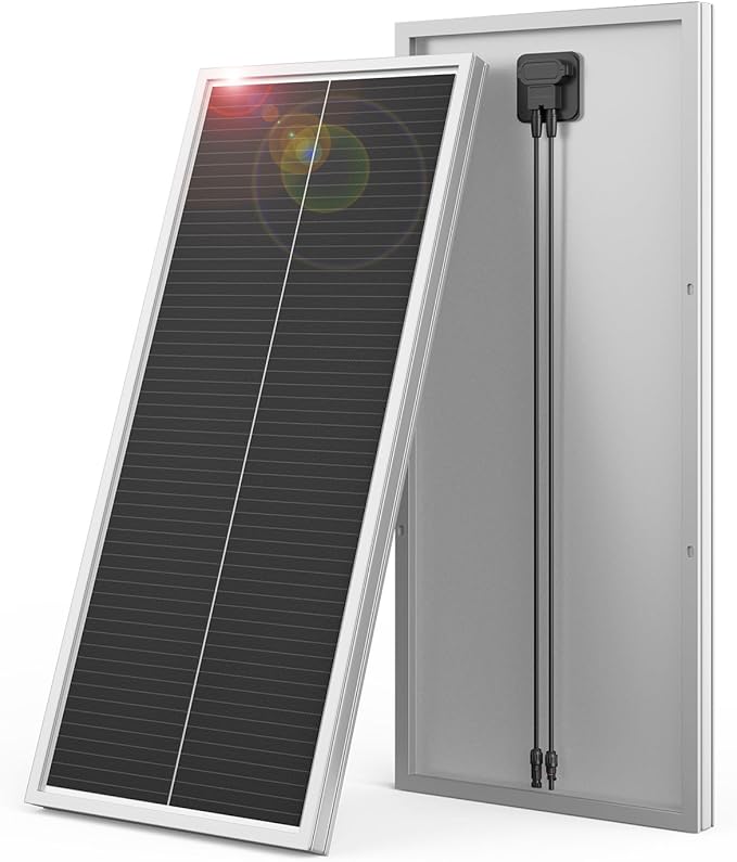20W 12V Solar Panel Designed for 12V Off Grid System，High-Efficiency Monocrystalline 12V PV Module, White, AK-20-36M-W