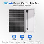 ECO-WORTHY 2pcs 100 Watt Solar Panels Monocrystalline Solar Panel for 12V/24V Battery RV Marine Boat and Other Off-Grid Applications, 2-Pack 100W