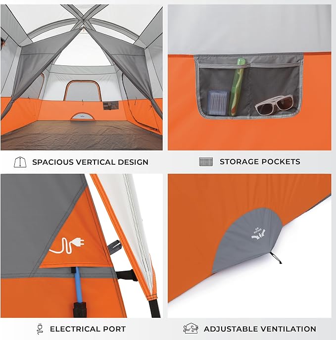 CORE Tent for Family Camping | 10 Person / 11 Person / 12 Person Large Multi Room Cabin Tents for Car Camping & Outdoor Adventures