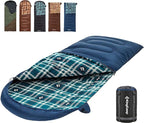 KingCamp Sleeping Bag for Adults, Cold Weather & Warm XL Big and Tall Flannel Sleeping Bags with Compression Sack Portable Waterproof Essentials Gear Accessories for Outdoor Camping