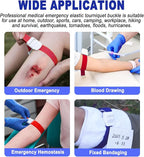 6Pcs Tourniquets, Emergency Tourniquet Buckle Band, Elastic First Aid Tourniquets, Single-Handed Application for Home Outdoor Sport Camping Hiking Emergency (6Pcs-Colorful)