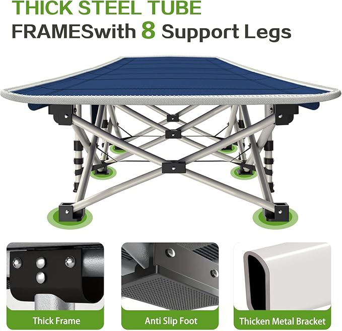 Camping Cots with Comfortable Pad Sleeping Bed for Camping Folding Cot with Mattress Heavy Duty Sleeping Cot with Carry Bag Guest Cots for Adults Easy to Set Up Office Home Outdoor Indoor Vacation