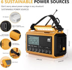 Emergency Radio12000mAh, Weather Radio 6 Ways Powered, Solar Hand Crank Radio Flashlight Cell Phone Charger, AUTO NOAA AM/FM/SW Portable Radio Rechargeable, Reading Lamp, SOS Alarm for Emergencies