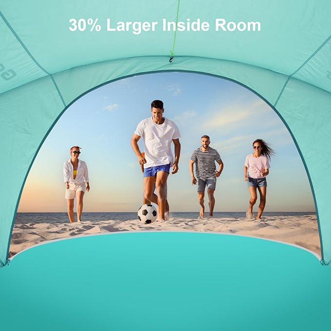 Gorich Beach Tent Sun Shelter with UPF50+ UV Protection for 1-2/3/4-5/6-7 Person, Lightweight & Portable Beach Shade Canopy with 2 Zippered Doors, Easy Setup Family Beach Umbrella
