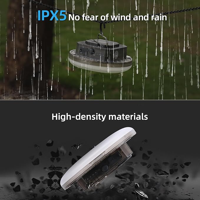 Rechargeable Camping Tent Light 12000mAh 45W 4000Lumen Battery Operated LED Lights IPX5 Waterproof Portable Lamp for Power Outages Outdoor Emergency Home Use