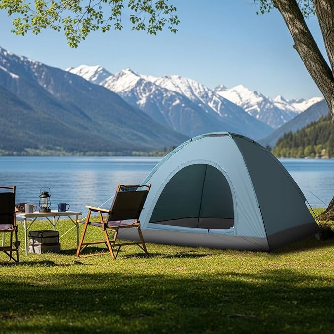 Outvita Camping Dome Tent, 1-4 Person Waterproof Windproof Easy Setup Spacious Family Tents with Carry Bag & Rain Fly for Hiking Backpacking Traveling Glamping Beach