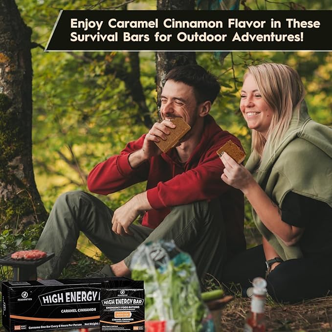 PEAK4RATION High Energy Bar | Compact Compressed Food Bar - Caramel Cinnamon 6864kcal | Long Shelf-Life Emergency Food Ration - 6 Day Package 1.5kg (6x250g Box) | Survival Preparedness Food Bar for Outdoor Camping, Crisis, Earthquake, Wildfire, Home Pr...