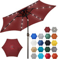Blissun 7.5 ft Solar Umbrella, 18 LED Lighted Patio Umbrella, Table Market Umbrella