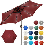 Blissun 7.5 ft Solar Umbrella, 18 LED Lighted Patio Umbrella, Table Market Umbrella