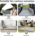 Car Air Mattress, Inflatable SUV Truck Camping Mattress for Back Seat, Thickened Travel Car Bed Sleeping Pad with 2 Round air-Filled Bolster,Air Pump and 2 Pillows (Grey)