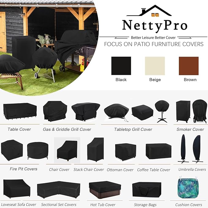 NettyPro Griddle Cover for Blackstone 36 inch Griddle, Waterproof UV Resistant 4 Burner Flat Top Gas Grill Cover 36" Cooking Station, Black
