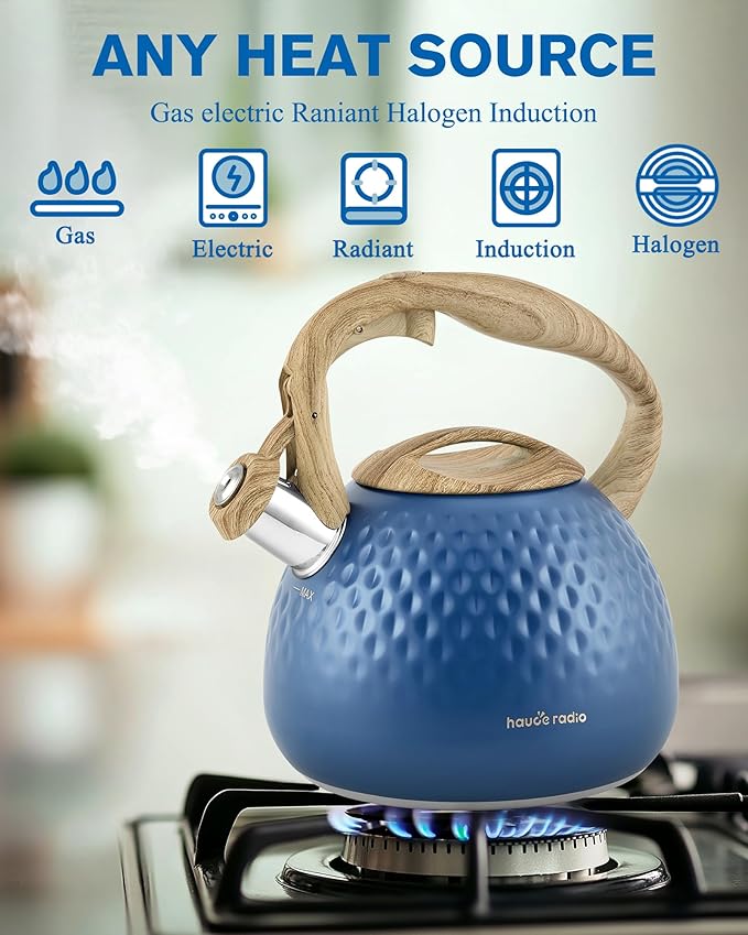 Tea Kettle,2.5 Quart Stovetop Tea Kettles Loud Whistle,Food Grade Stainless Steel Water kettles for Stove Top with Anti-hot Ergonomic Handle,Suitable for All Heat Sources