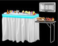 Ice Cooler Table with Led Light, 4 Foot Outdoor Ice Table with Foldable Extension Stand, Matching Skirt & Drain Hose, Folding Cooler Tables with Metal Shelf for Party, BBQ, Camping Picnic