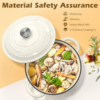 Umite Chef Enameled Cast Iron Dutch Oven-7QT Pot with Lid Cookbook & Cotton, Heavy-Duty Cookware for for Bread Baking, Braising, Stews, Marinate, Cook(Cream White)