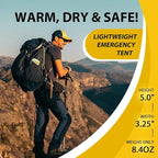 1-Pack Survival Life Tent - 1Person Mylar Shelter, Tube Tent with Paracord, All-Weather for Camping, Hiking, Survival Kits-Yellow