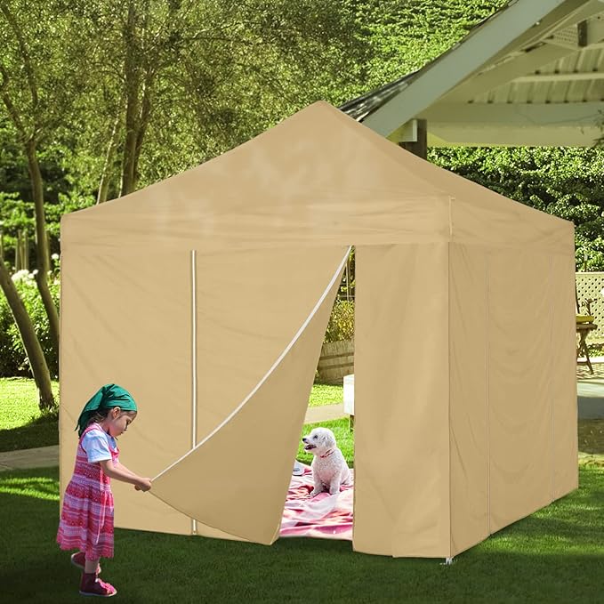 COOSHADE Instant SunWall 10x10 SideWall for Pop Up Canopy Tent, 1 Pack Door Wall Only, Beige