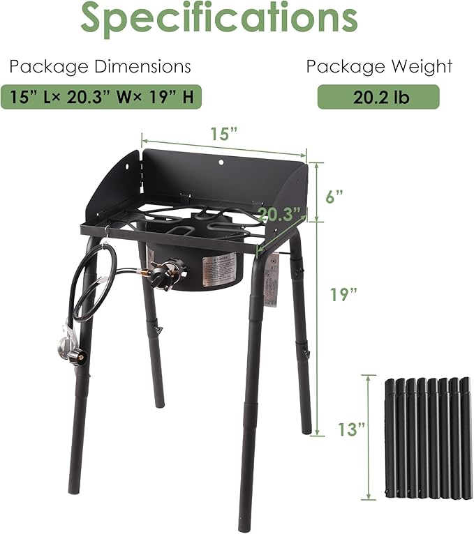 Red Mountain Valley One Burner Outdoor Portable Camping Gas Stove with Removable Legs, Portable Bag and Windshield, Camping Stove Propane for Cooking, CSA Certified, Outdoor Propane Burner
