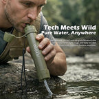 Survival Water Filter Straw - Portable Personal Water Purifier for Hiking, Camping & Bug Out Bag | Tactical Emergency Preparedness Gear, Wilderness Backpacking & Life Saving Equipment(1, Green)