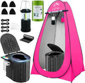 Camping Toilet with Pop-Up Privacy Tent and Liquid Waste Gel, Portable Toilet for Camping with Large Tent, Ergonomic Potty Provides Enhanced Comfort, Suitable for All Ages