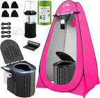 Camping Toilet with Pop-Up Privacy Tent and Liquid Waste Gel, Portable Toilet for Camping with Large Tent, Ergonomic Potty Provides Enhanced Comfort, Suitable for All Ages