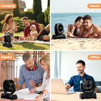 Camping Fan - 20000mAh Battery Powered Fan Rechargeable with LED Lantern - Portable Outdoor Tent Fans with Hanging Hook 4 Speeds Wind Remote Control, Black