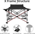 Portable Camping Cot, Sleeping Cots for Adults, 28" Extra Wide Folding Cot Max Load 600LBS with Thick Mattress, Portable Camping Bed for Outdoor Camp/Office, Home Nap (Black+Grey)