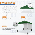 EAGLE PEAK Commercial Canopy 10x10 Pop Up Canopy Tent with 1 Sidewall, Easy Setup Heavy Duty Instant Event Shelter for Vendors & Markets, Outdoor Sun Shade, Green