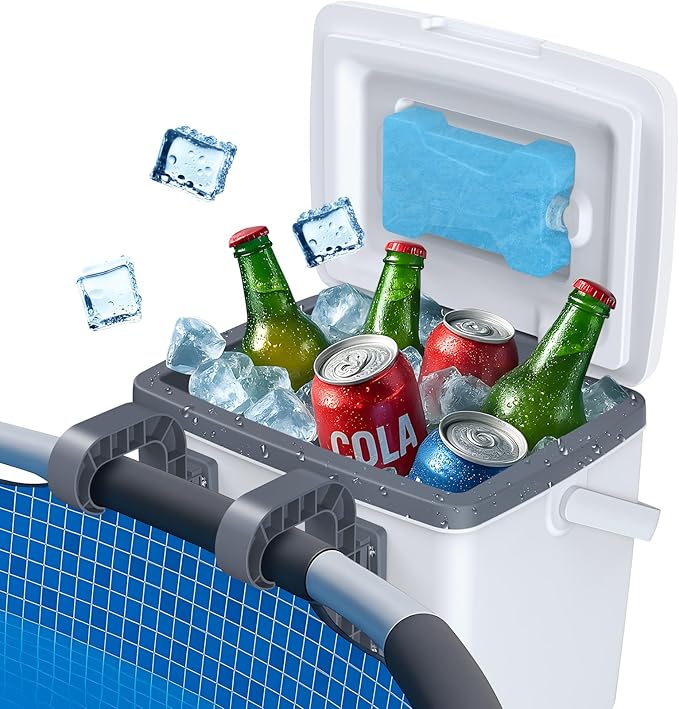 Tepsmigo 13L Insulated Poolside Cooler, Hard Cooler with Ice Crystal Box, Keeps Ice Up to 72 Hours, Portable Above Ground Pool Accessories, Pool Parties, Beach BBQ, Camping