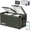 ICECO VL75ProD 75L Portable Refrigerator, Dual Zone Fridge Freezer with SECOP, 0°F to 50°F, 12V Refrigerator with Reversible Lid&Bluetooth Function, Car Fridge Portable, AC/DC |With Battery&Cover
