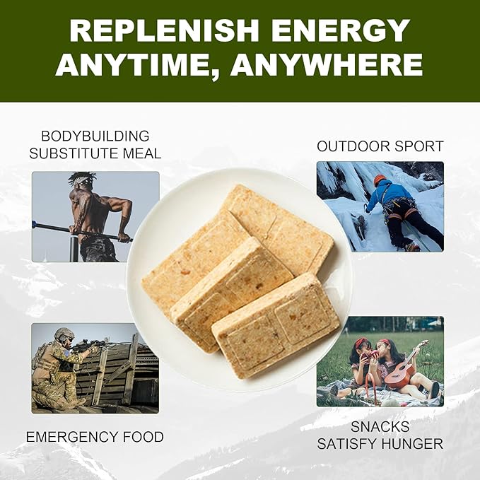 Emergency Food Ration Bars, Survival Tabs Supply for Outdoor Camping Snowstorm Earthquake Disaster Preparedness Kit ，A total of 2 boxes 60 pcs