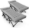 HABUTWAY Camping Cot with Mattress, 32" Extra Wide Camping Cots for Adults, Sleeping Cot for Adults Holds Up to 601LBS, Cots for Sleeping, Camp, Rv, Beach, Patio, Office Naps, 2PCS (Grey)