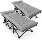 HABUTWAY Camping Cot with Mattress, 32" Extra Wide Camping Cots for Adults, Sleeping Cot for Adults Holds Up to 601LBS, Cots for Sleeping, Camp, Rv, Beach, Patio, Office Naps, 2PCS (Grey)
