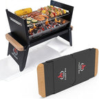 Nomad Portable Charcoal Grill – Ultra-Slim Folding BBQ for Outdoor Cooking, Camping & Travel | 304 Stainless Steel, Heat-Resistant Wood Handles, Quick Setup