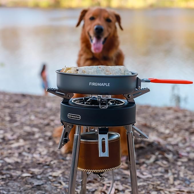 Fire-Maple Saturn X Camping Stove - High-Power Outdoor Cooking Stove with Dual Preheating Tubes, Wind-Resistant, Adjustable Height and Foldable Supports for Camping