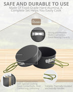HOMGEN Portable Camping Cookware Set-Lightweight Aluminum Camp Pots and Pans Kit-Comes with Non-Stick Pots/A Frying Pan etc-Complete Camping Mess Kit for Camping/Hiking/Fishing & Other Outdoor Trip