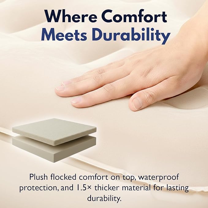 King Koil Luxury Twin Air Mattress with Built-in High-Speed Pump for Home, Guests & Camping - Twin Size Premium Double High Inflatable Blow Up Mattress