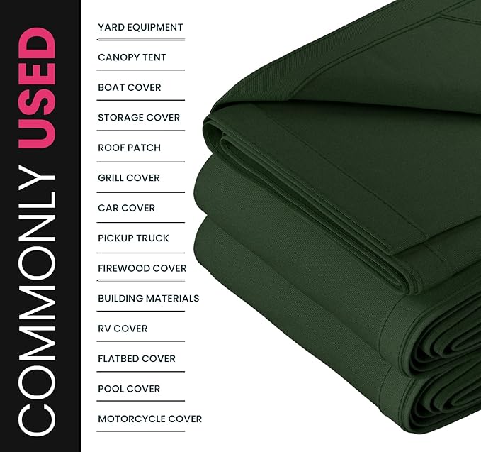 PROTARP Extreme Heavy Duty 20 OZ Water Resistant Canvas Tarp, UV Resistant Tarpaulin Cover with Rustproof Brass Grommets, Multipurpose for Canopy, Roof, Camping, Woodpile (Olive 16'X20')