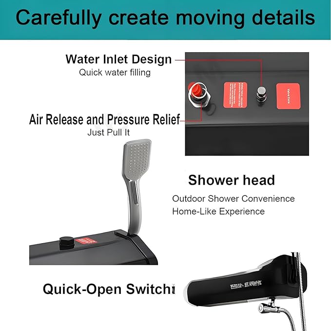 Multi-Function Solar Shower Tank Outdoor - Roof Rack/Vehicle Mountable Portable Water Reservoir for Camping, Overland Expeditions, Car Washing & Outdoor Activities 18L