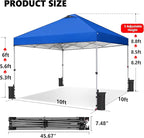OLIXIS 10x10ft 1-Person Pop Up Canopy Tent, Heavy Duty One Push Setup Portable Outdoor Shelter for Beach Events Camping with Rolling Carry Bag, Navy Blue