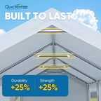 Quictent Upgraded 10x20 ft Heavy Duty Galvanized Carport - Reinforced Outdoor Garage Canopy Tent with Roll-up Ventilated Windows & Sidewalls, Weatherproof Shelter for Car, Boat, RV - White