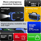 KAYINOW Emergency NOAA Weather Radio, Solar Hand Crank FM AM Radio with Bluetooth Speaker, 5000mAh/18500mWh Battery Powered, Flashlight, IPX5 Waterproof, SOS Alarm for Survival Hurricane Camping