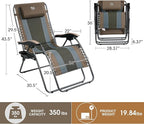 Timber Ridge Oversized Zero Gravity Chair, Padded Reclining Lounge Chair with Adjustable Headrest & Cup Holder, Heavy Duty Support 350 lbs, Foldable for Camping, Lawn, Outdoor & Indoor