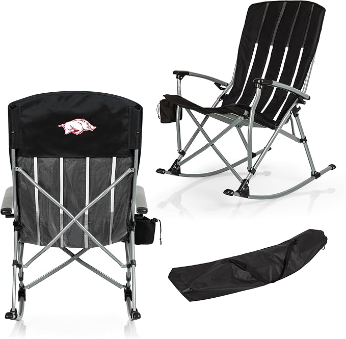 Picnic TIME NCAA Unisex-Adult NCAA Outdoor Rocking Camp Chair, XL Heavy Duty Camping Chair for Adults