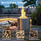 9.7 x 7.1 Inch Tabletop Fire Pit by AmazStove, Low Smoke Camping Stove for Outdoor Safe Burning Firepits, Fueled Pellets or Wood, Travel Bag Included (Silver, 9.7 x 7.1 INCH)