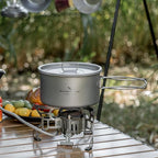 Boundless Voyage Camping Cookware Lightweight Cooking Pot Set Titanium Pot Portable for Outdoor Cooking Traveling Hiking Trekking Backpacking, 1-5 Person